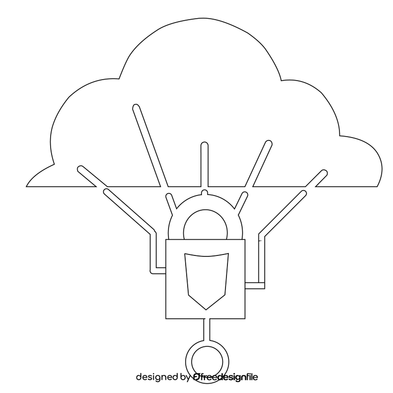 Secure connection icon black and white clipart