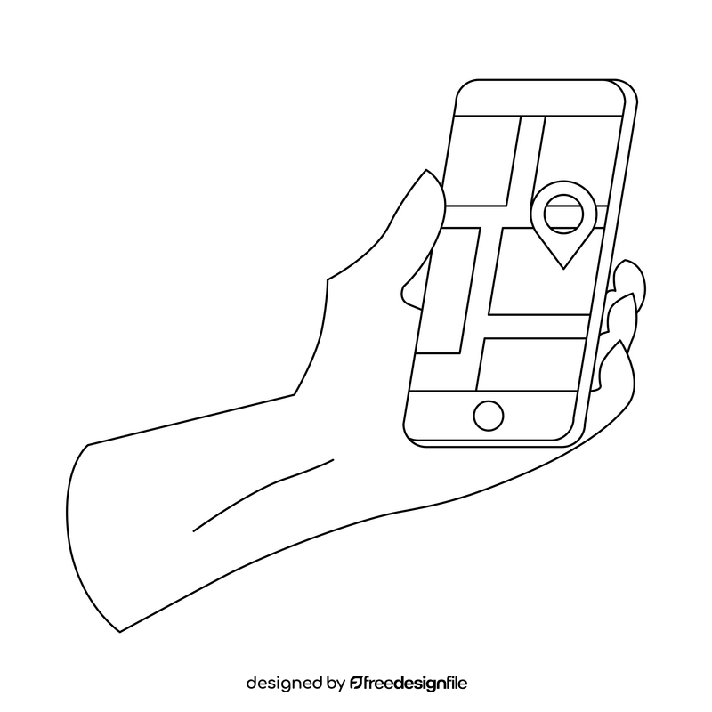 GPS Smartphone device black and white clipart