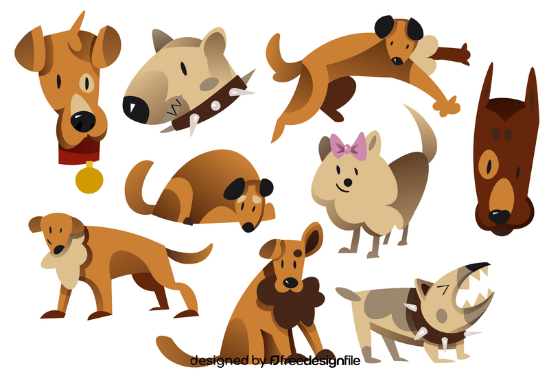 Dog cartoon set vector