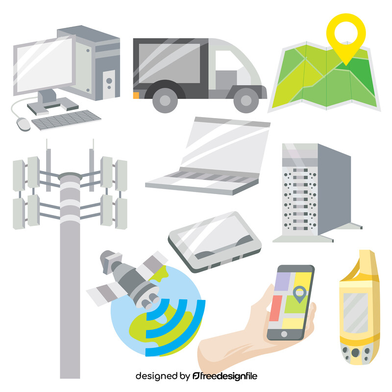 GPS tracking technology icons vector