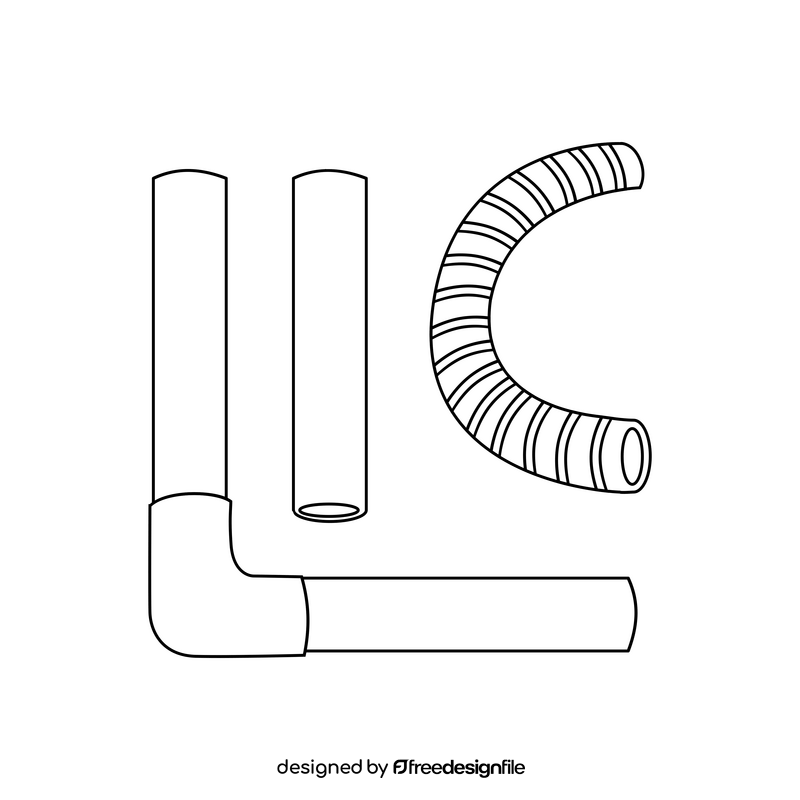 Hydroponic pipe black and white clipart