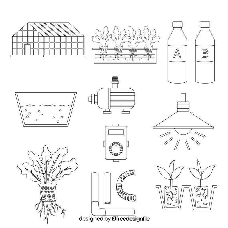 Hydroponic icon set black and white vector