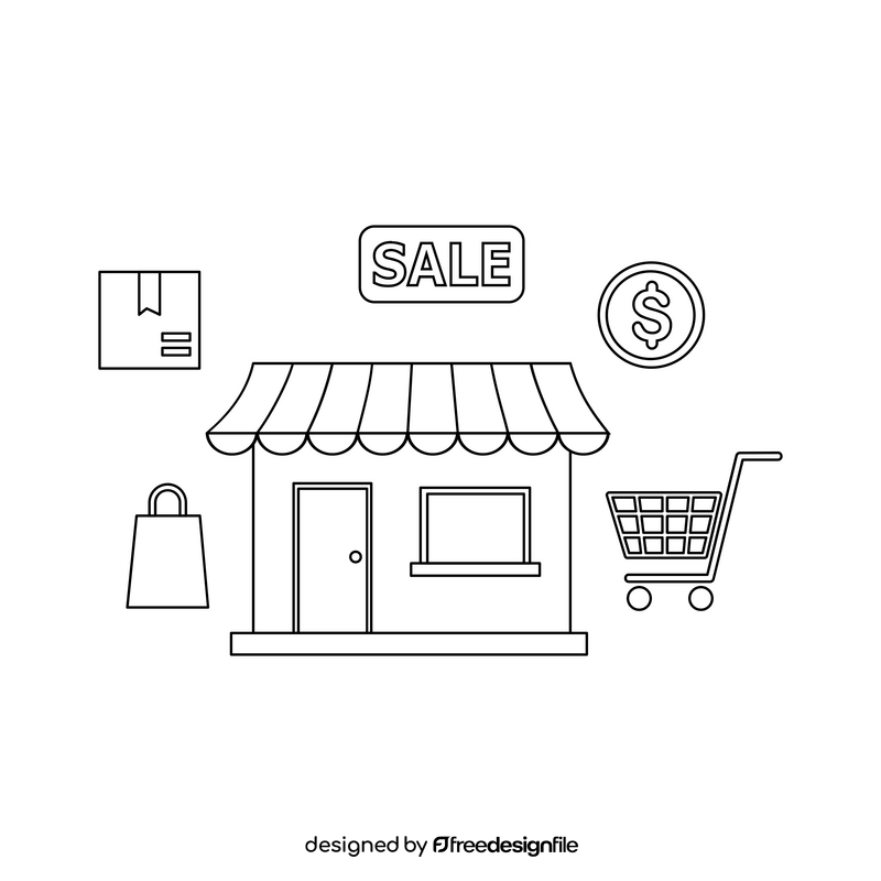 E commerce black and white clipart