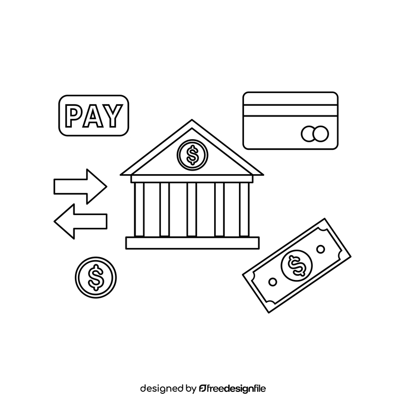 Internet banking black and white clipart