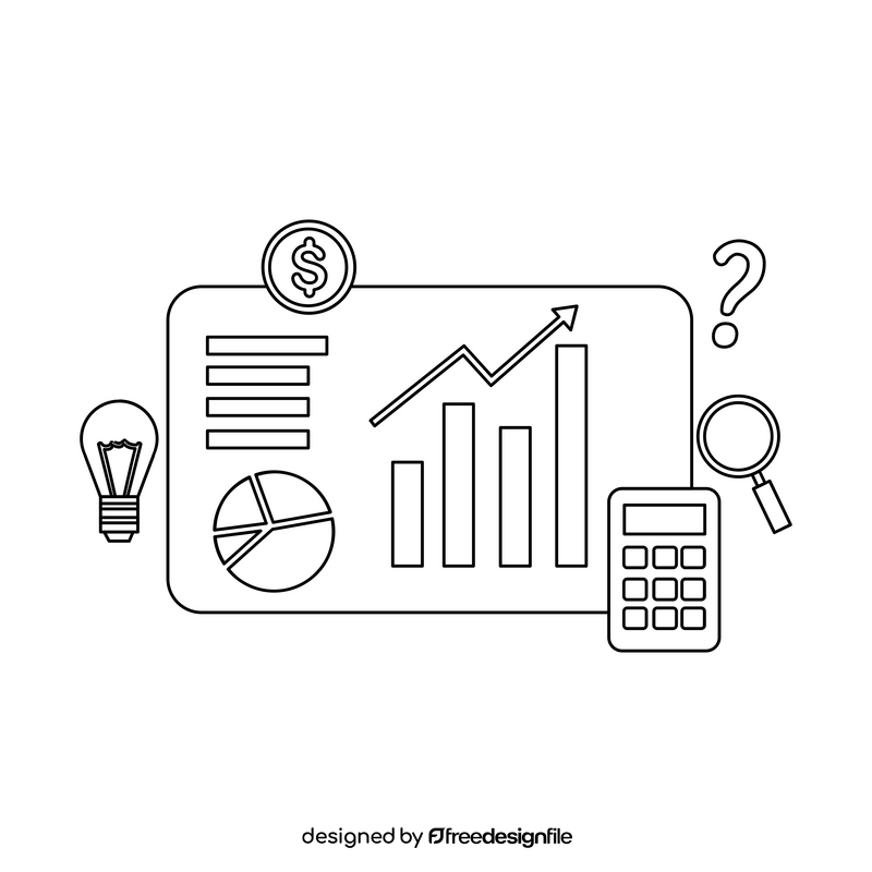 Financial analysis black and white clipart