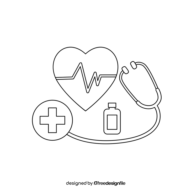 Healthcare black and white clipart