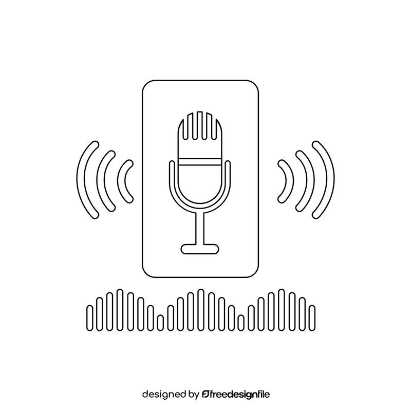 Voice assistant black and white clipart