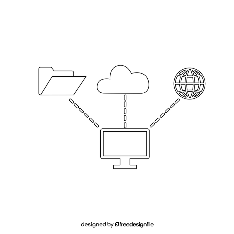 Information system black and white clipart