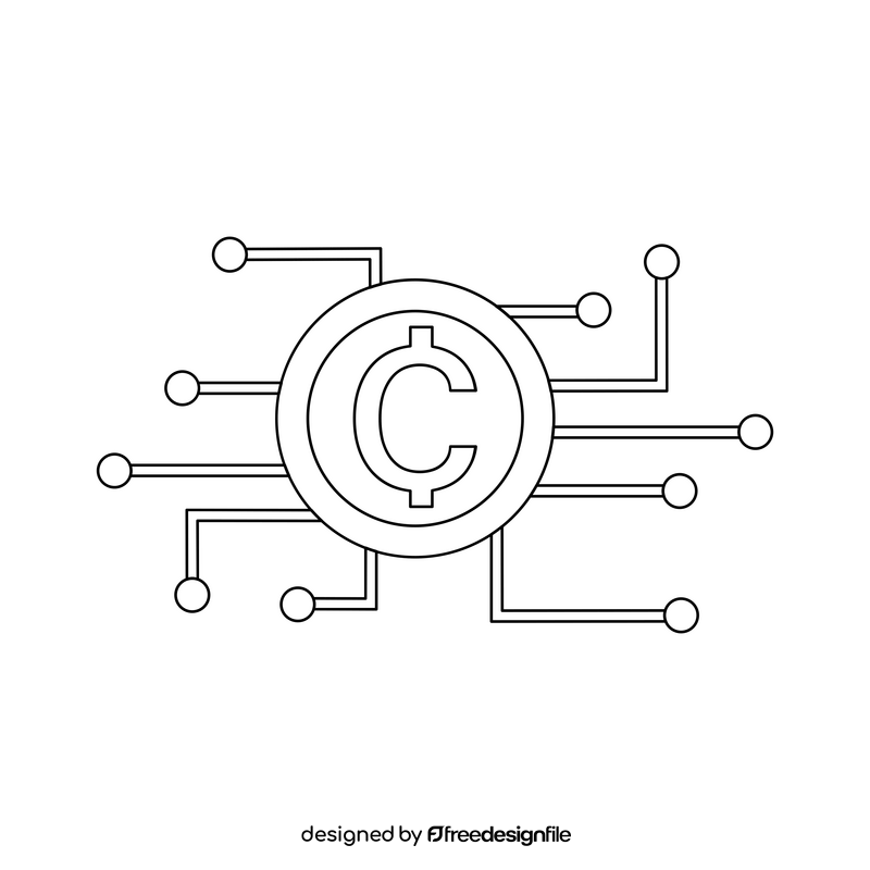 Crypto currency black and white clipart