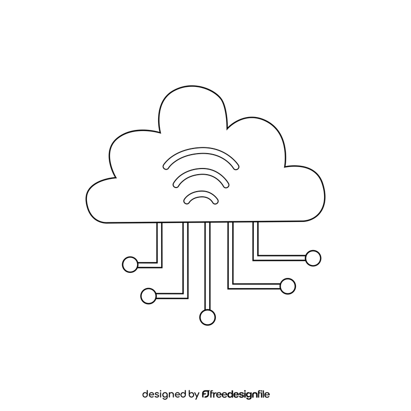 Cloud computing icon black and white clipart