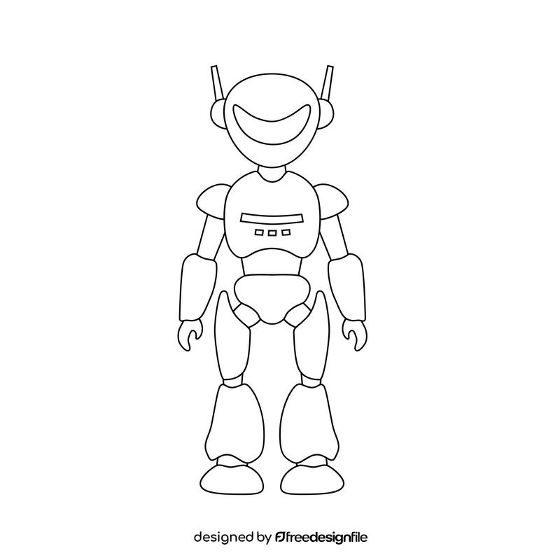 Robot black and white clipart