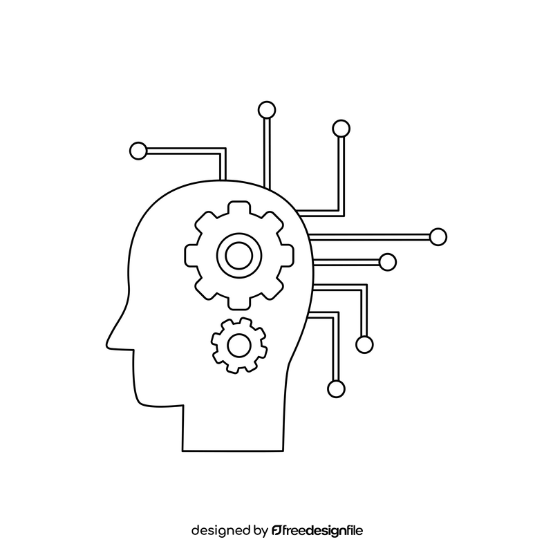 Machine learning black and white clipart