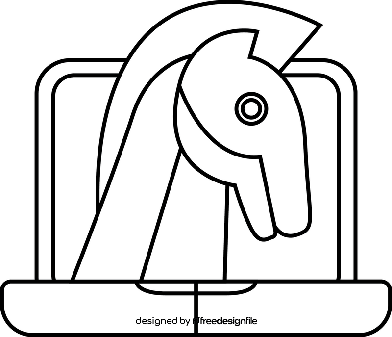 Trojan, virus, malware icon black and white clipart