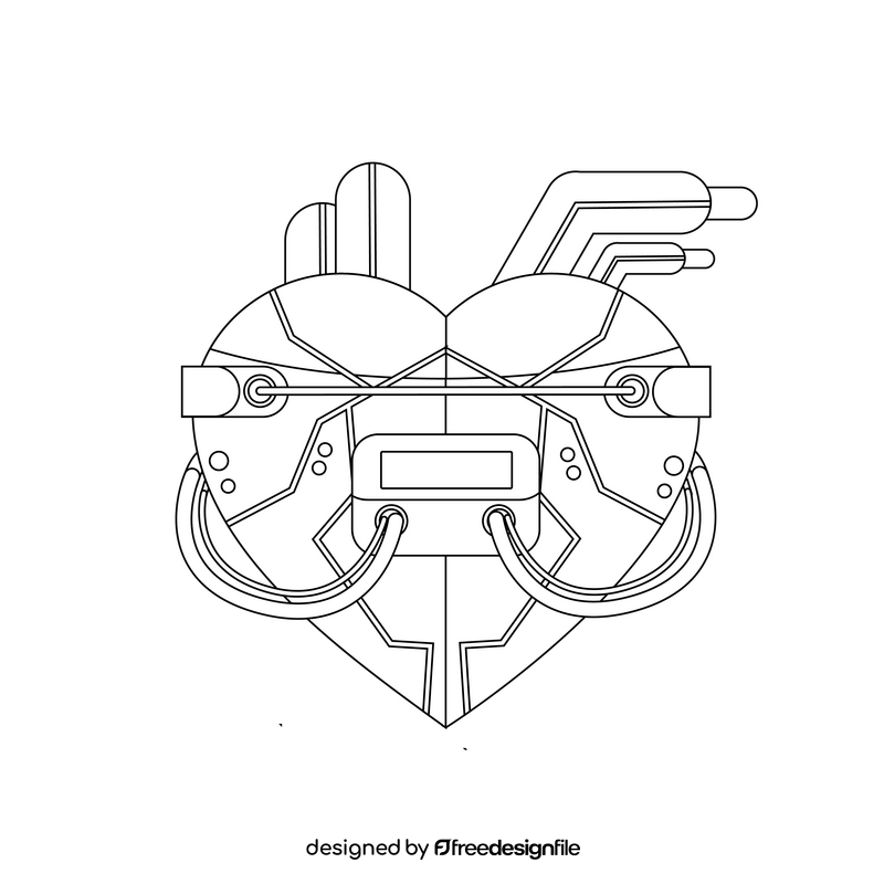 Artificial heart black and white clipart