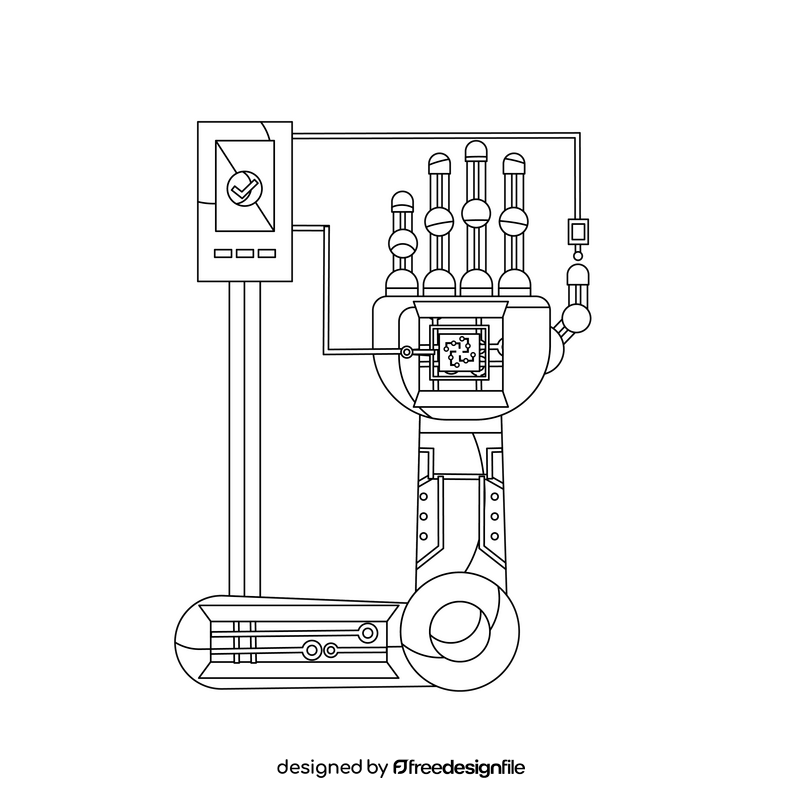 Bionic arm black and white clipart
