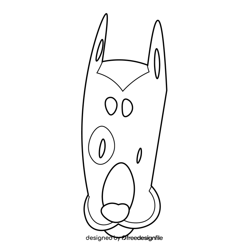 Dog head cartoon black and white clipart