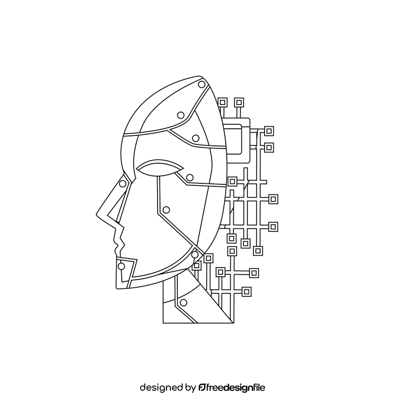 Artificial intelligence black and white clipart