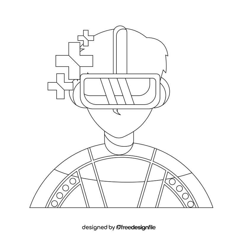 Virtual Reality VR rehabilitation black and white clipart