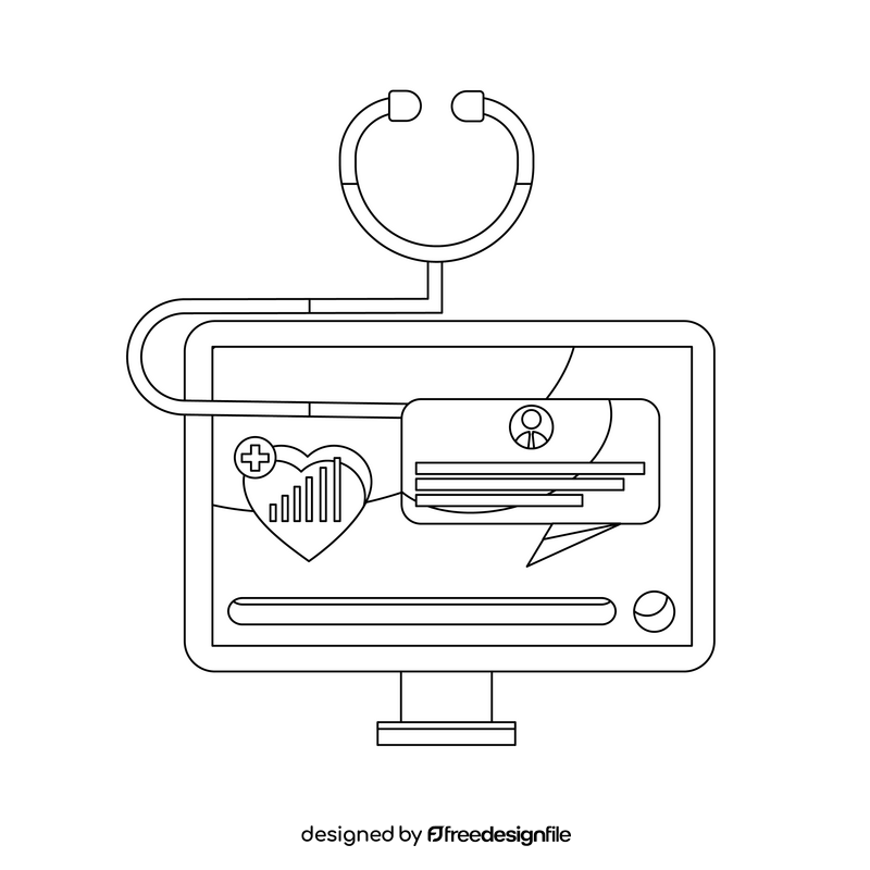 Telehealth black and white clipart