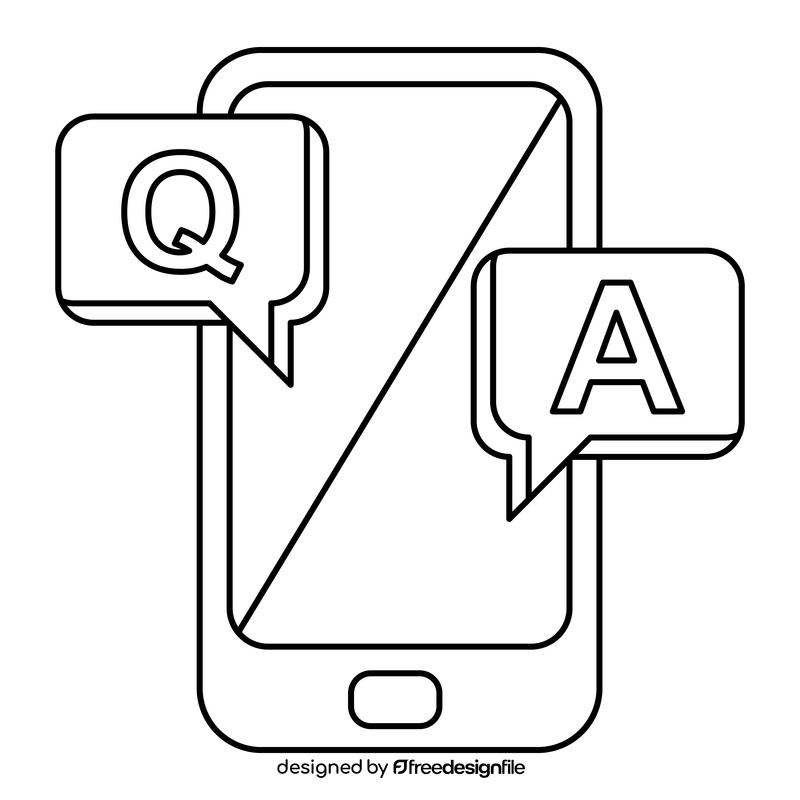 Question and Answer icon black and white clipart