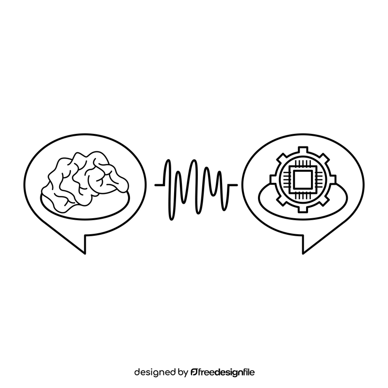 Digital Transformation, brain icon black and white clipart