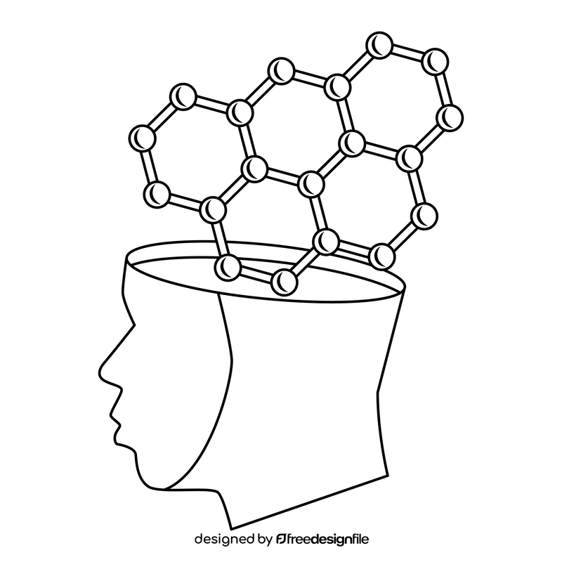 Nanotechnology Nano brain black and white clipart