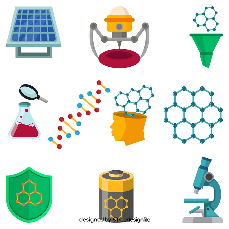 Nanotechnology icon set vector