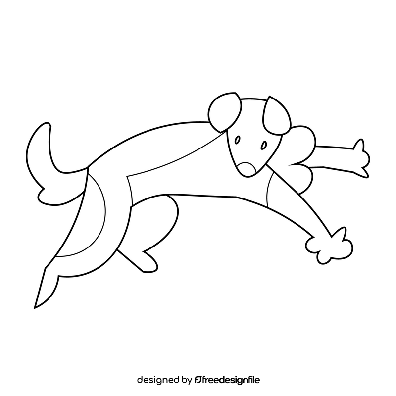 Dog running drawing black and white clipart