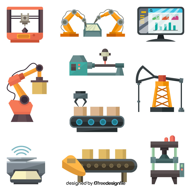 Production technology icon set vector