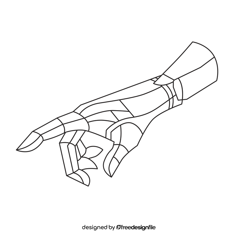 Robot hand black and white clipart