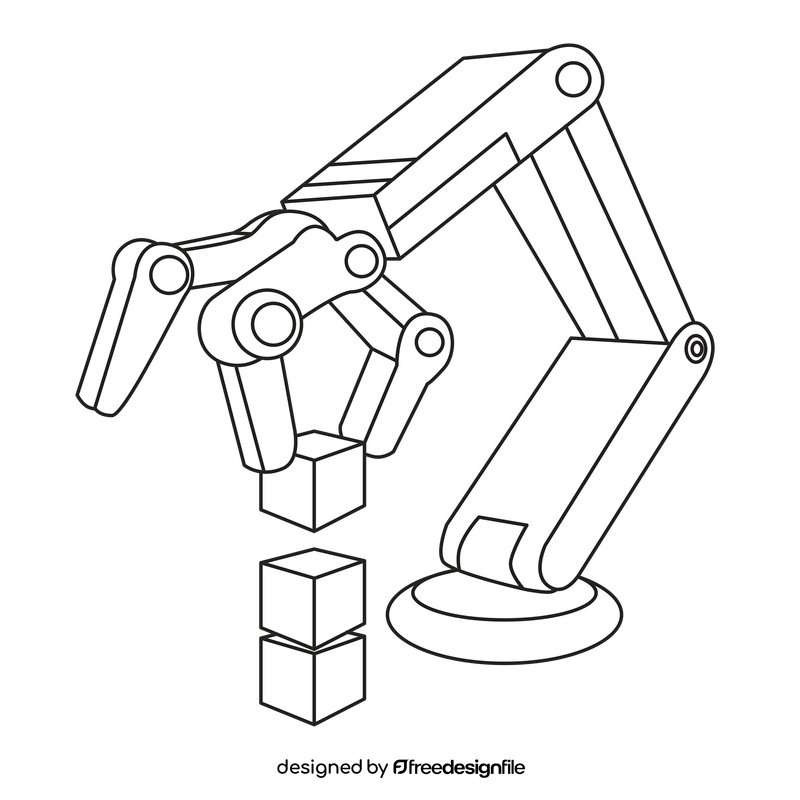 Robot gripper black and white clipart