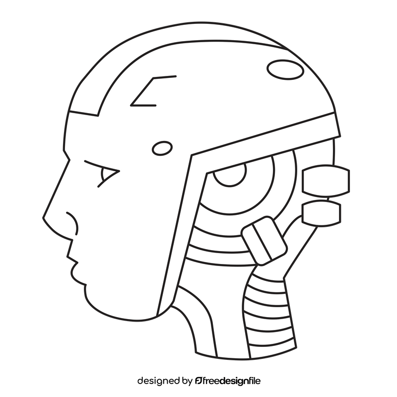 Human robot head black and white clipart