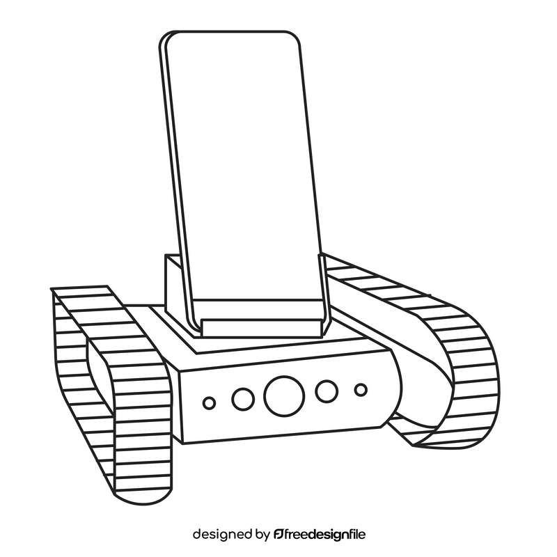 Smartphone assistant robot black and white clipart