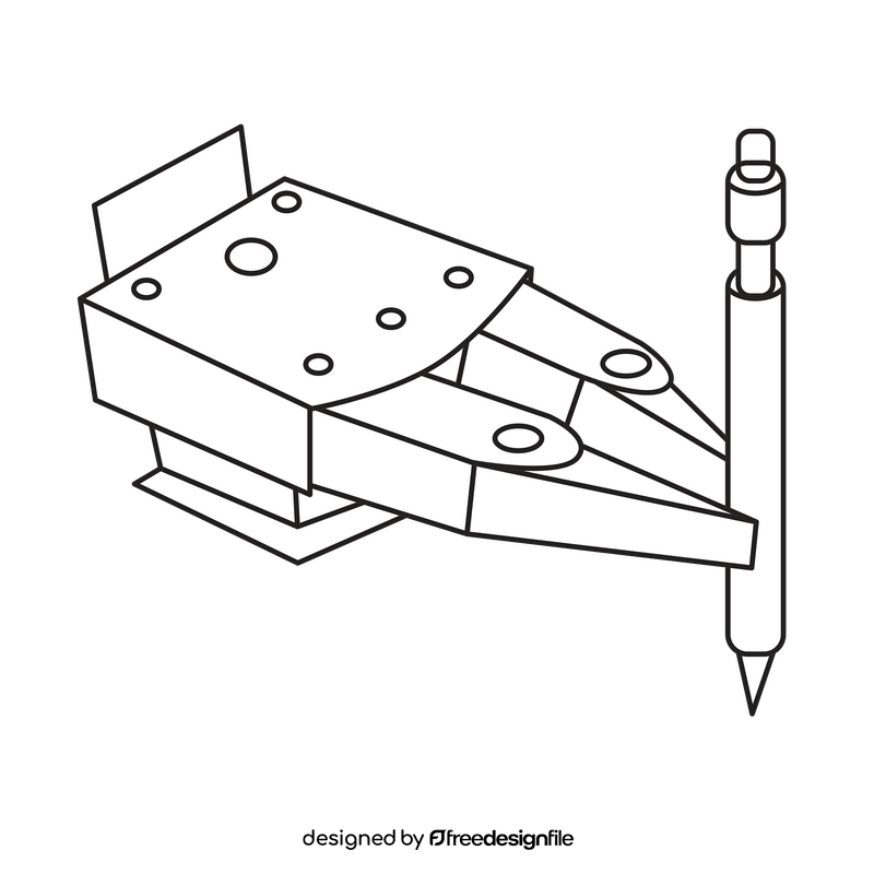 Robot gripper black and white clipart