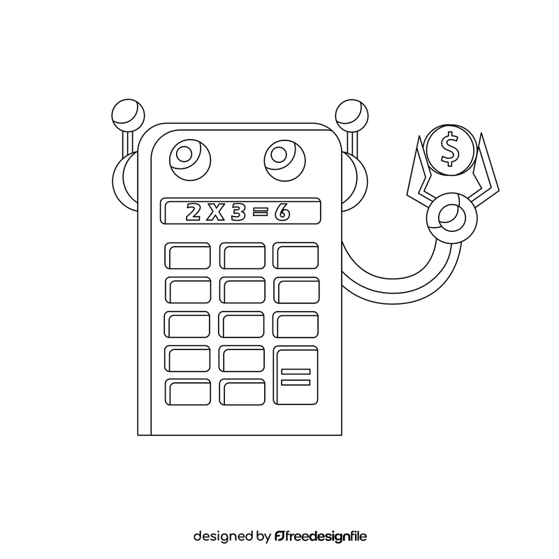 RPA Cost Calculation, calculator black and white clipart