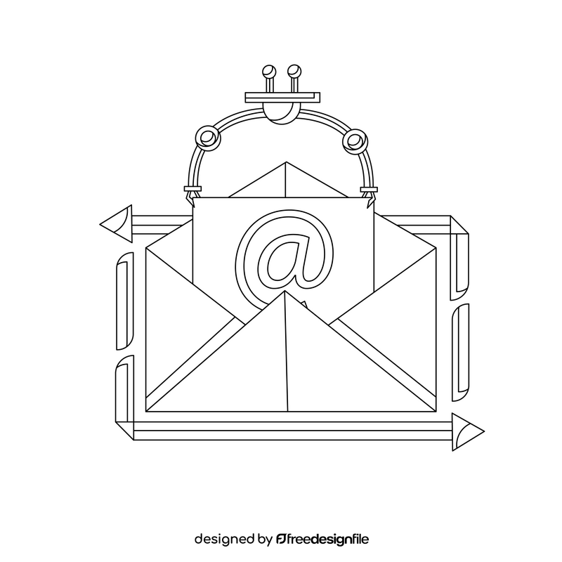 RPA Auto Email black and white clipart