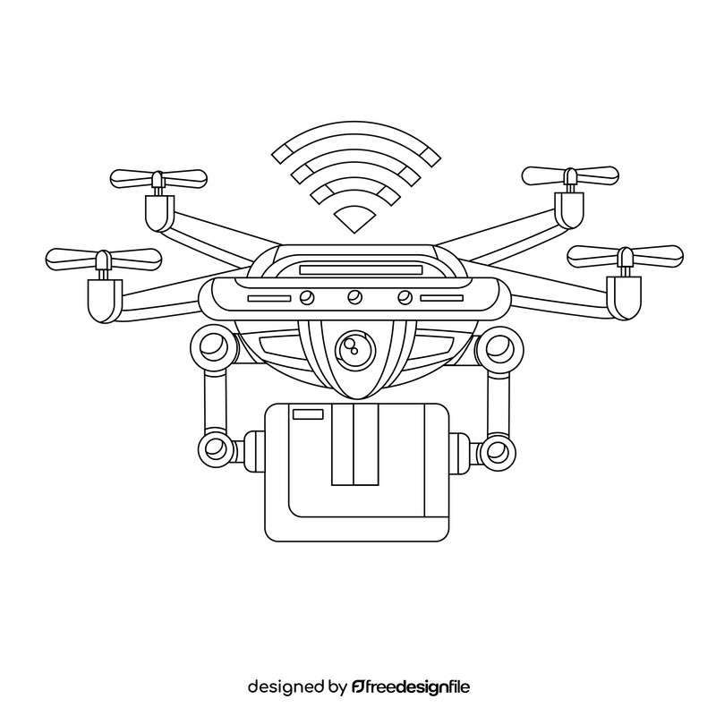 RPA Delivery Drone black and white clipart