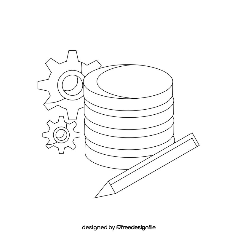RPA Database Management black and white clipart