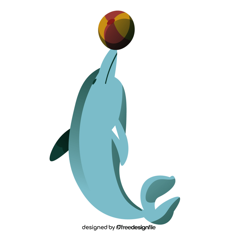 Cute dolphin playing ball clipart