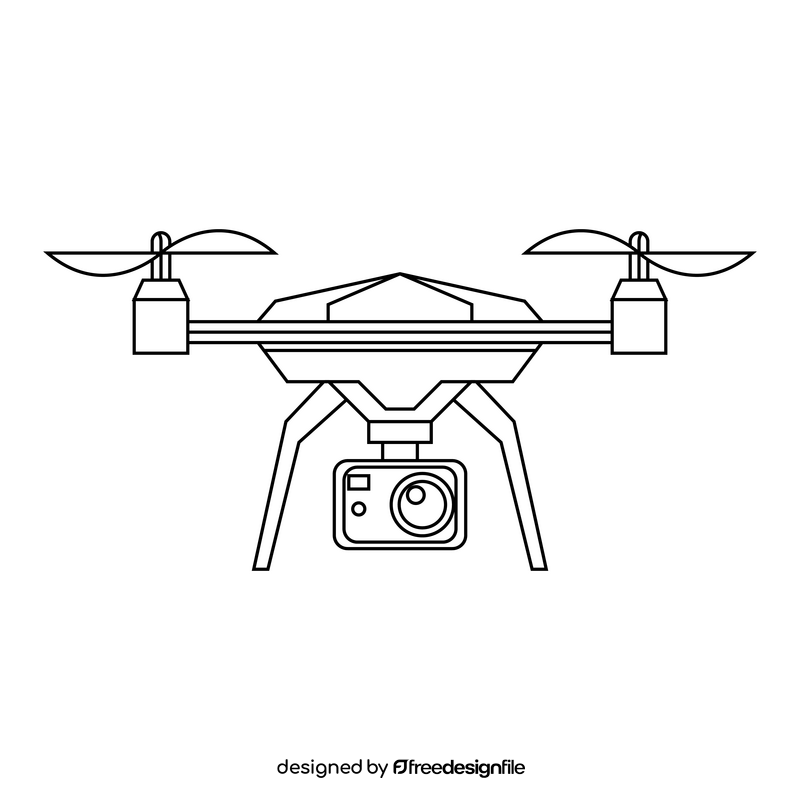 Unmanned Aerial Vehicle Drone black and white clipart
