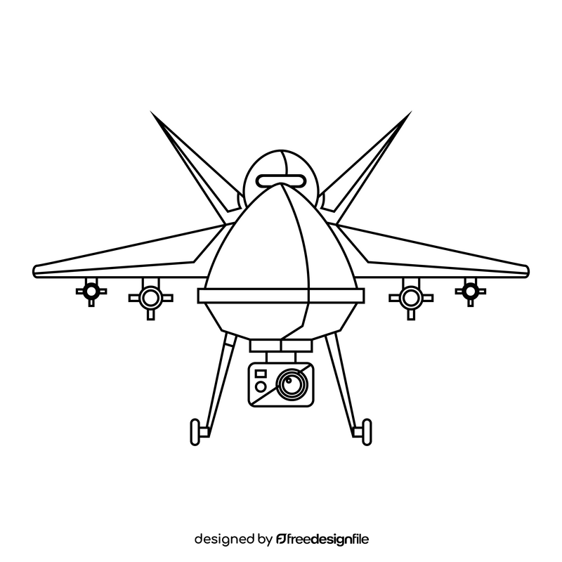 Unmanned Aerial Vehicle Millitary Drone black and white clipart