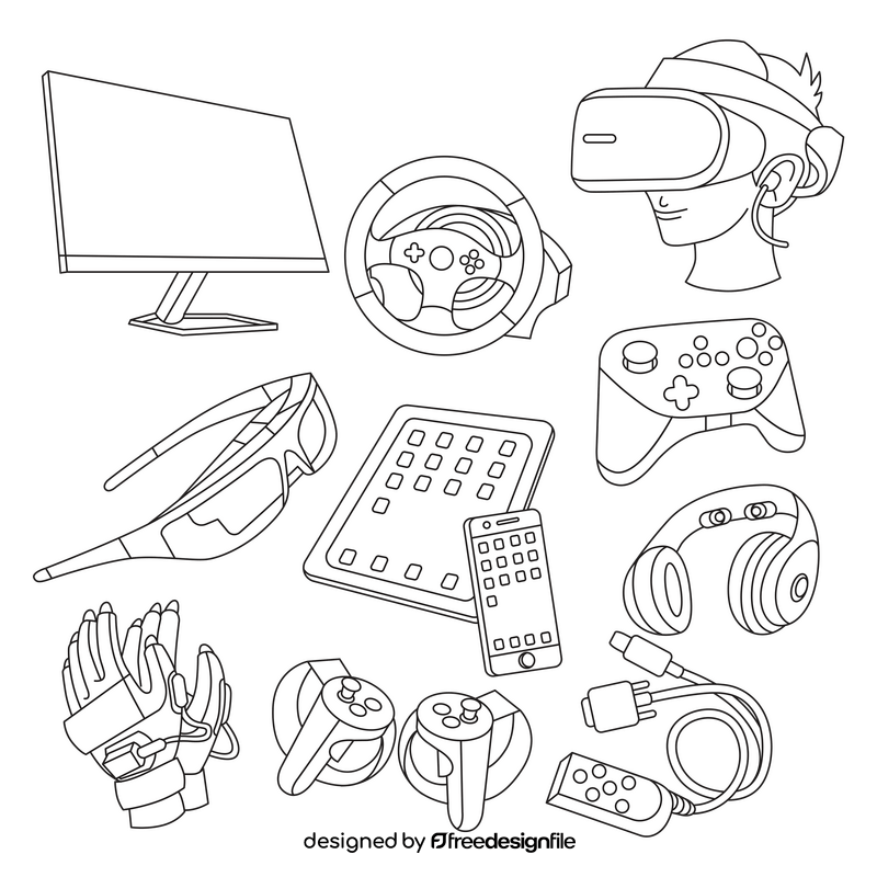 Virtual Reality VR icons black and white vector