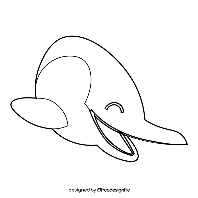 Dolphin happy black and white clipart