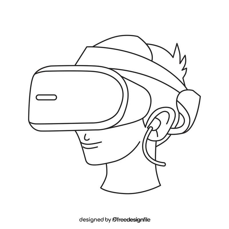 Virtual Reality VR black and white clipart