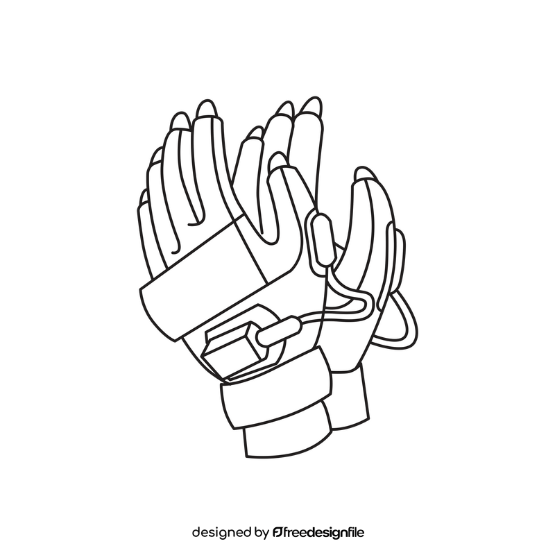 VR Virtual Reality gloves black and white clipart