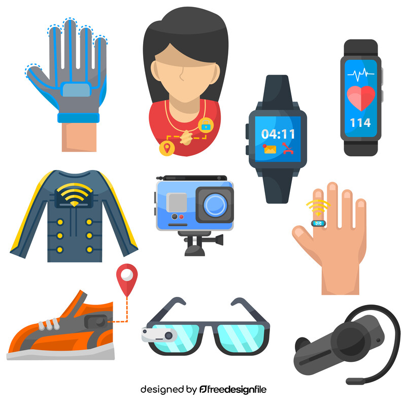 Wearable technology icon set vector