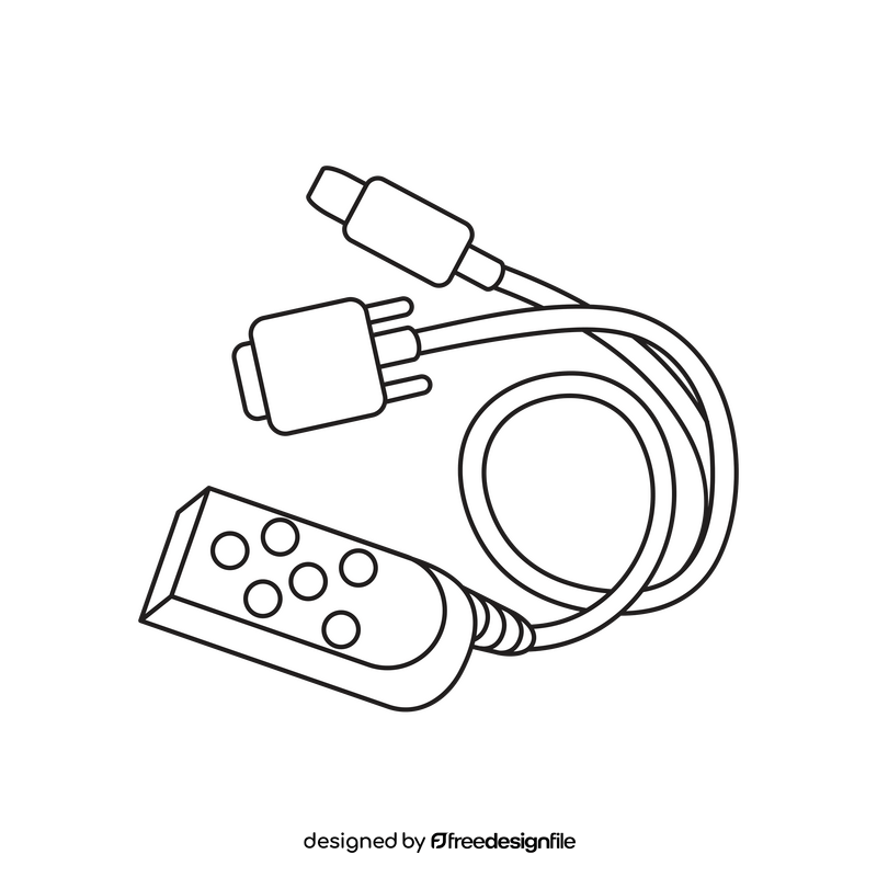 VR Virtual Reality USB adapter black and white clipart