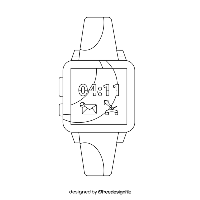 Smartwatch black and white clipart