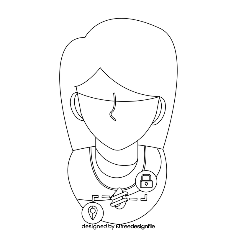 Smart necklace black and white clipart