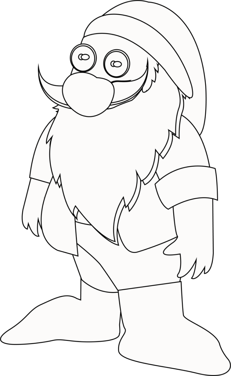 Cute dwarf black and white clipart